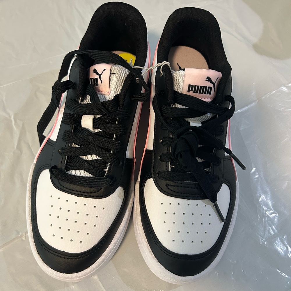 Puma Black and White Shoes with Pink Highlights - NEW